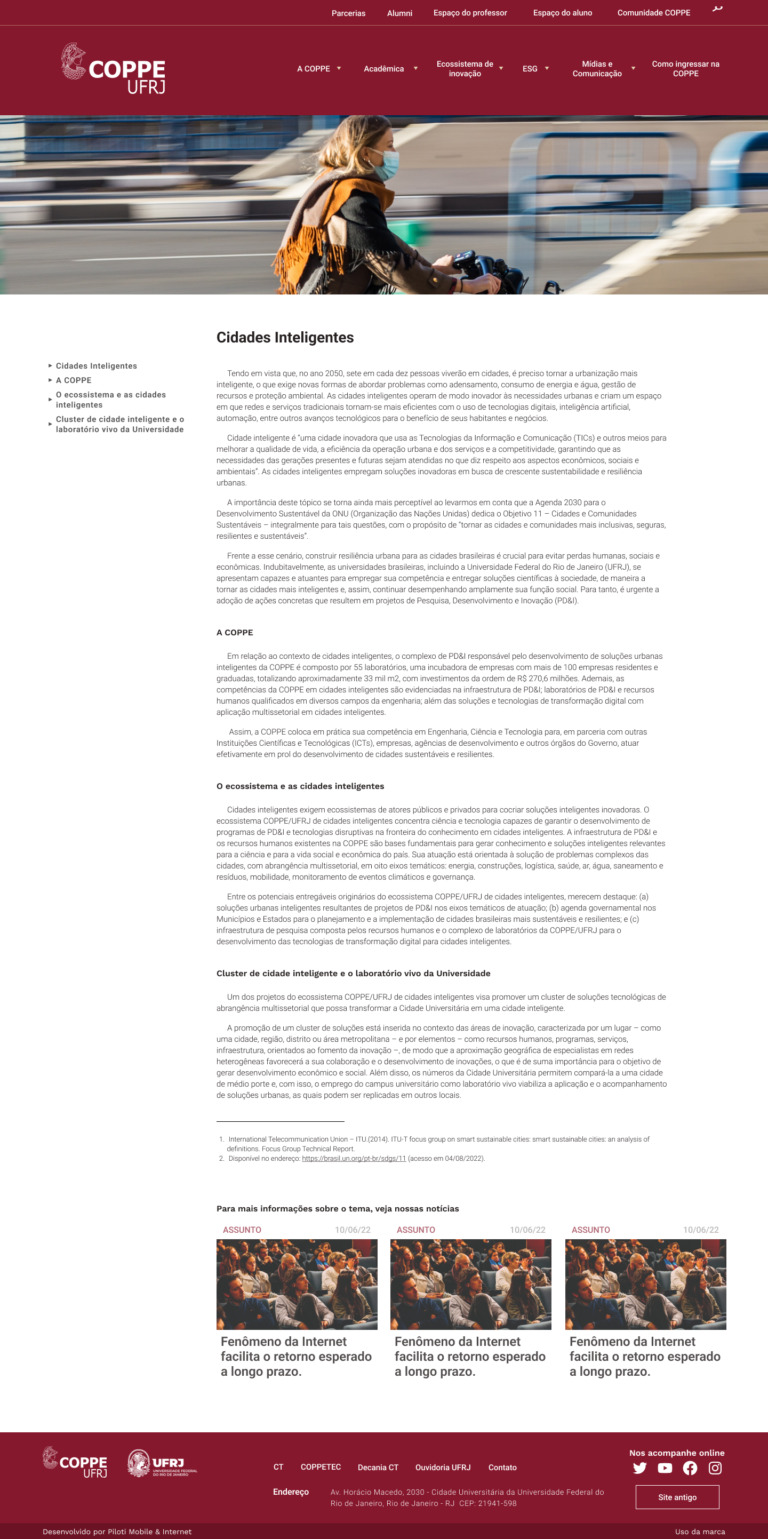 Página da Área Transversal