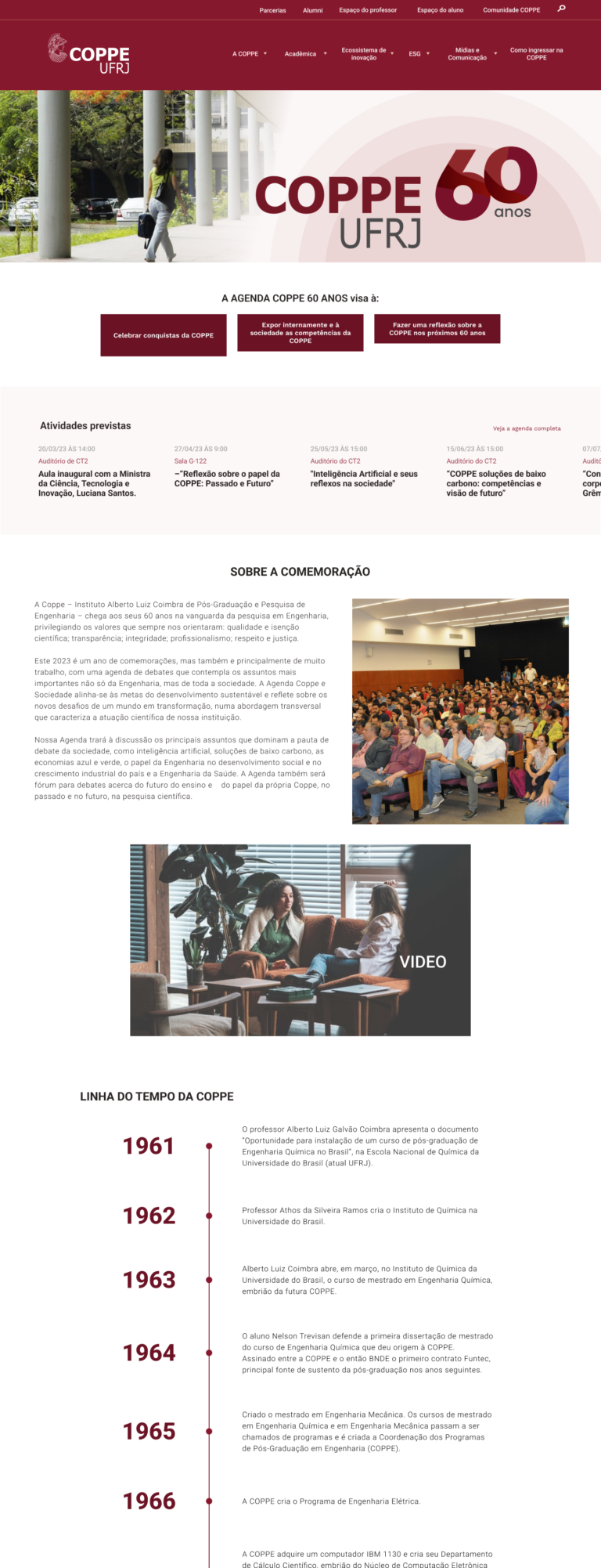 Página do COPPE 60 Anos