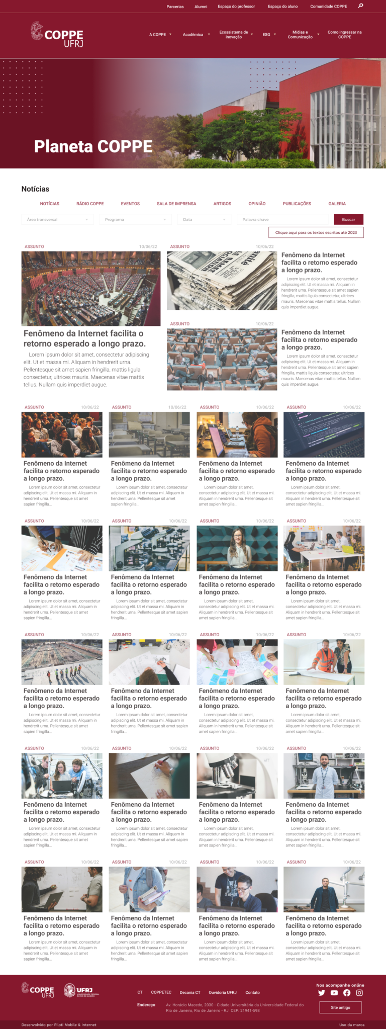 Página de notícias